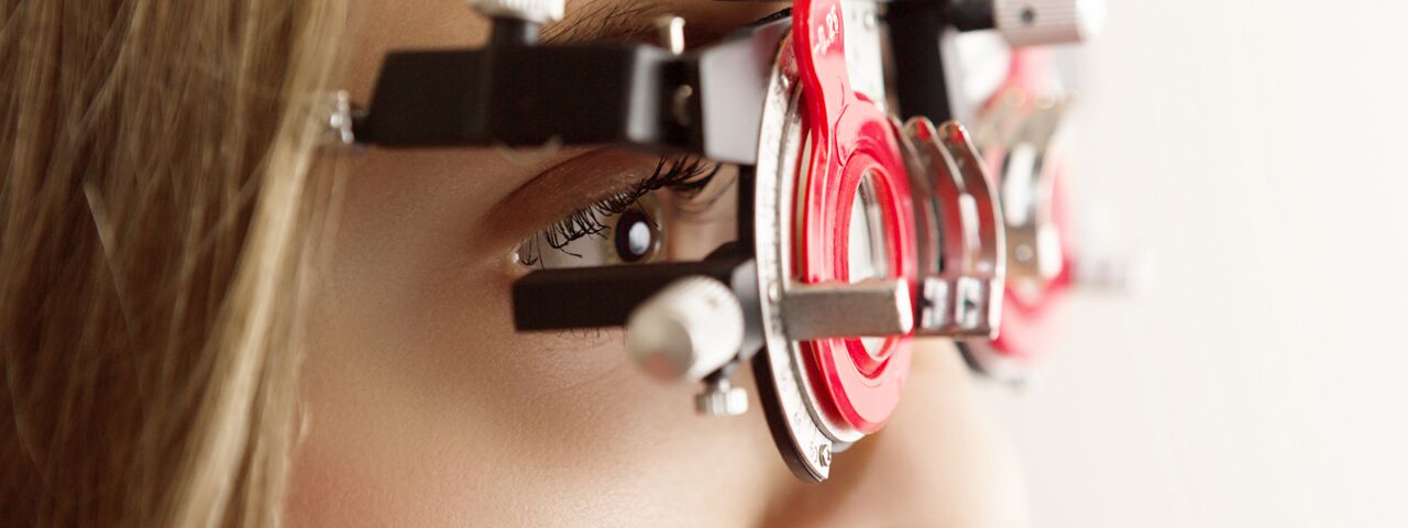 Boy taking an eye exam in Richmond, VA